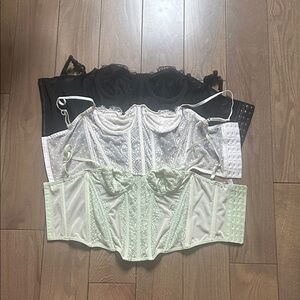 Women’s Lace Longline Bustier Corset - Black, White, Mint (all three bundled)